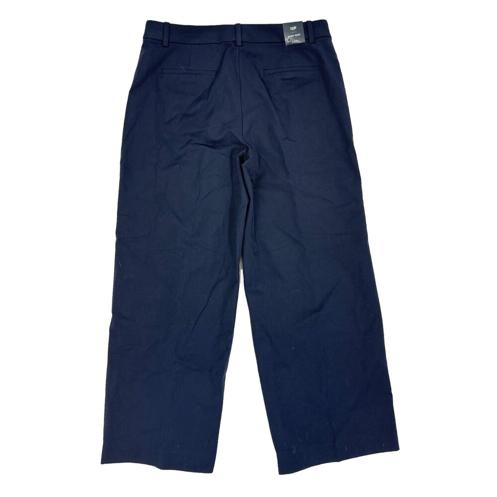 J.CREW Full-Length Remy Wide-Leg Pant 12P Navy Blue Slant Pockets NWT B87 - Picture 3 of 6